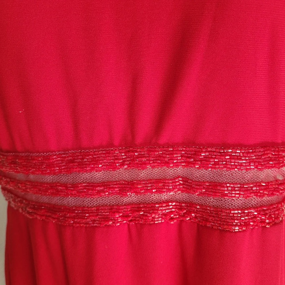 Nightway Red Strappy Back Beaded A-Line Gown Size Women's 12 NEW with Tags - Picture 11 of 16